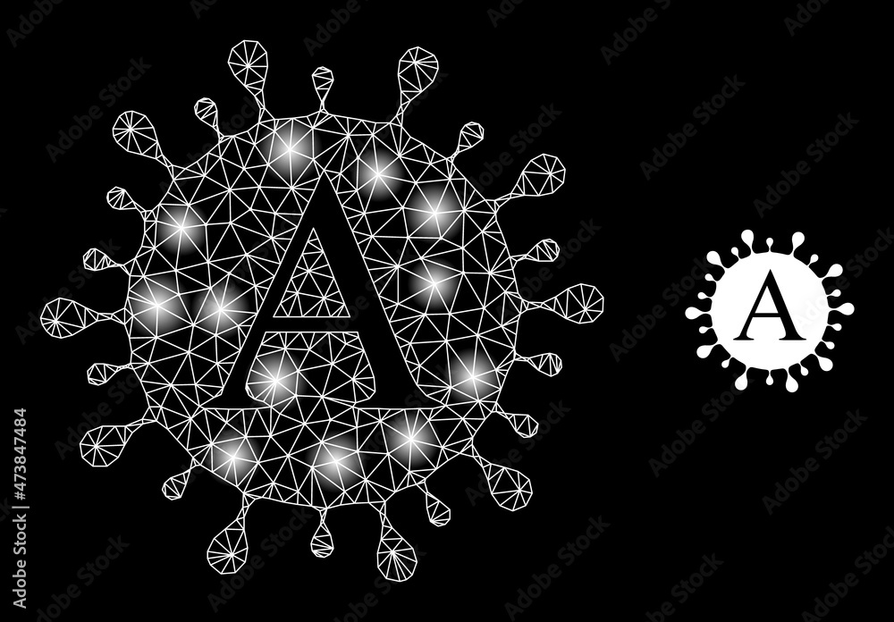 Poster constellation net alpha coronavirus web icon with majestic light spots. illuminated constellation is