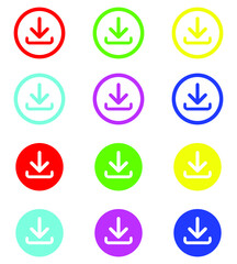 Download Vector Icon. Download icon in trendy flat style. Set elements in colored icons. Download icon image, Download icon illustration isolated on white background