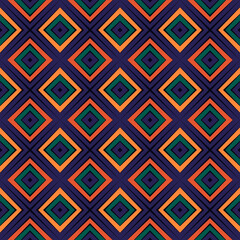 Seamless ornament. Rhombuses pattern. Diamonds backdrop. African style wallpaper. Ethnic motif. Geometric background. Digital paper. Geometrical web designing. Mosaic textile print. Vector art work.