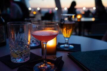 glasses of cocktails and beer 