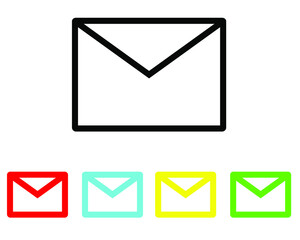 Simple flat icon mail design. New message icon email and website button vector image. Set elements in colored icons. Email icon illustration isolated on white background
