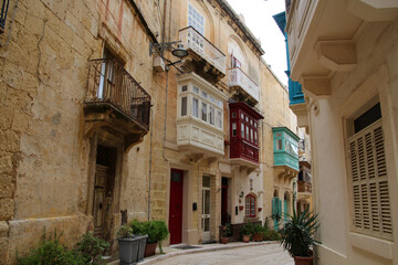 Fototapeta na wymiar Romantic Street in Vittoriosa-Birgu, Malta 