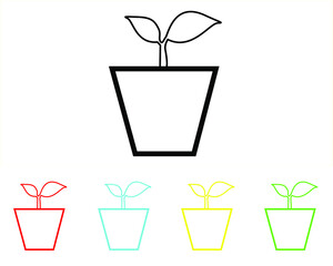 Potted Plant Vector Icon. Potted plant icon in trendy flat style. Set elements in colored icons. Potted plant icon image, Potted plant icon illustration isolated on white background