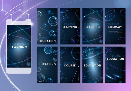 Futuristic Education Technology Layout for Social Media Story Set