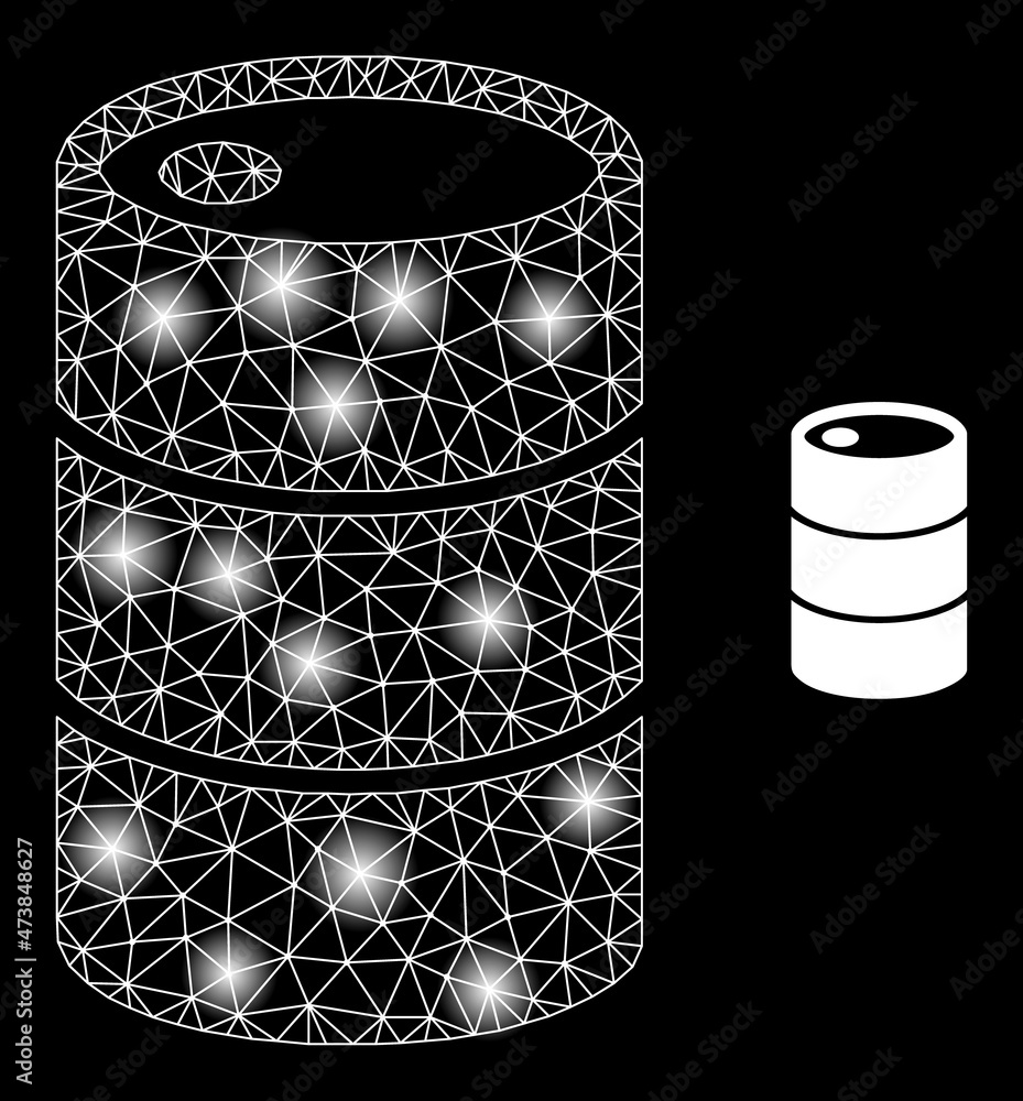Poster bright net barrel web icon with bright light spots. illuminated constellation done using barrel vect