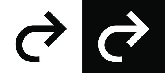 Redo Vector Icon. Arrow next icon in trendy flat style. Arrow next icon illustration isolated on white and black background