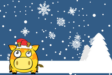 cute giraffe character cartoon ball style christmas background illustration in vector format