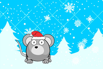 cute mouse character cartoon ball style christmas background illustration in vector format