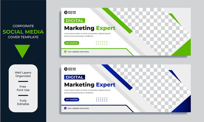 Corporate Digital marketing Facebook cover and web banner Design template premium