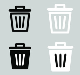 Set of Trash icon vector. Trash icon in trendy flat style. Trash icon image, Trash icon illustration isolated on gray background