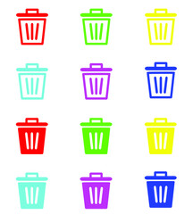 Trash icon vector. Trash icon in trendy flat style. Set elements in colored icons. Trash icon illustration isolated on white background
