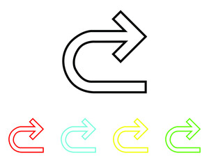 U Turn Vector Icon. U Turn icon in trendy flat style. Set elements in colored icons. U Turn icon illustration isolated on white background