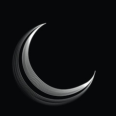Obraz premium Lines in Semi Circle Form . Vector Illustration .Technology round. Moon Logo . Design element . Abstract Geometric shape .