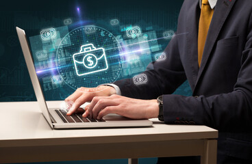 business hand working in stock market