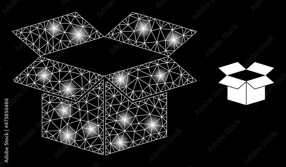 Poster constellation network carton box web icon with flare spots. illuminated constellation is generated f