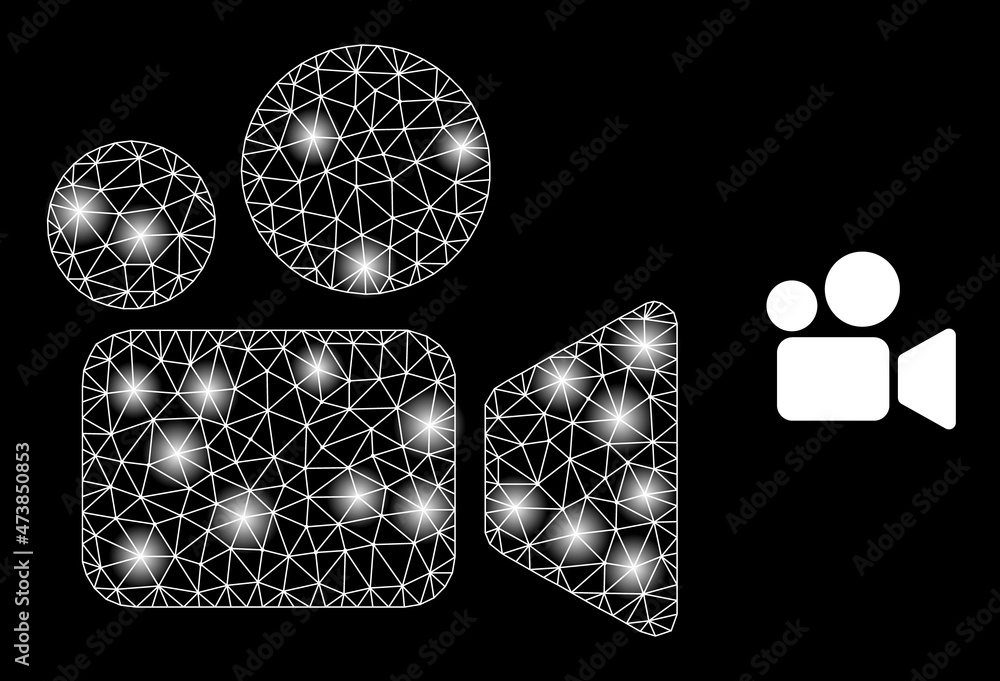 Poster constellation network cinema web icon with glossy light spots. illuminated constellation done from c