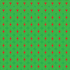 Red stars and white stars pattern on green background. 