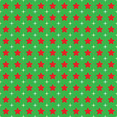 Red stars and white stars pattern on green background. 