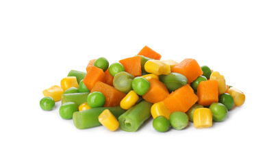 Mix of fresh vegetables on white background
