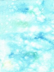 beautiful watercolor turquoise background with streaks and spots