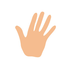 Hello sign. Hand palm silhouette. Fingers spread welcome gesture. Flat colored vector illustration