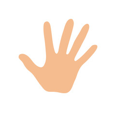 Fototapeta na wymiar Hand palm silhouette. Fingers spread welcome gesture. Hello or stop sign. Flat colored vector illustration