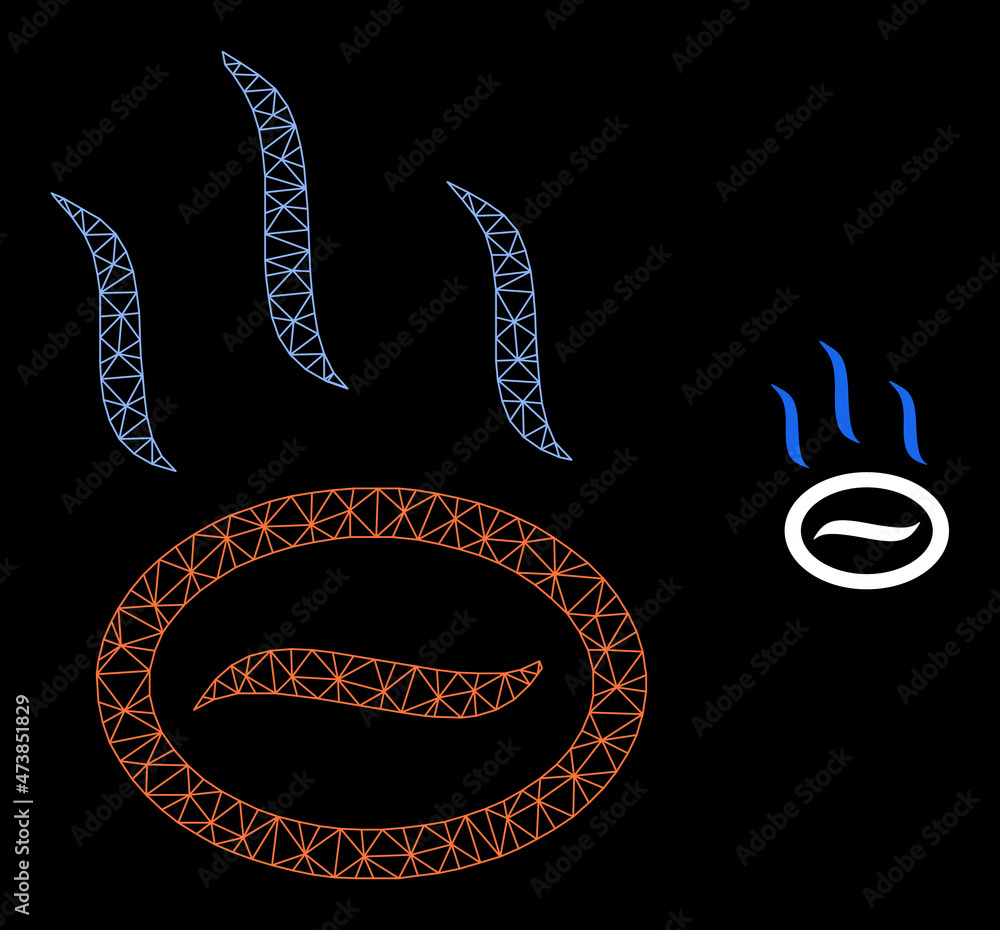 Poster constellation network coffee steam web icon with flare light spots. illuminated constellation is cre