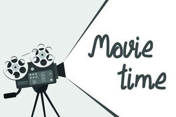 Old cinema design template with film camera. vector