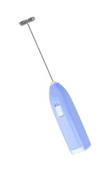 Pink electric milk frother isolated on a white background