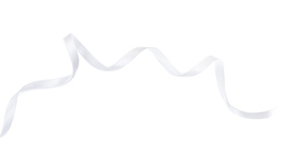 Satin ribbon on white background, top view