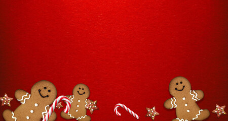 christmas background with gingerbread cookies