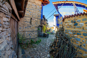 Fototapeta na wymiar Cumalikizik an old village near Bursa in Turkey with old traditions and big fair
