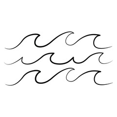 Simple minimalist waves handdrawn water lake river logo vector illustration, design on white background