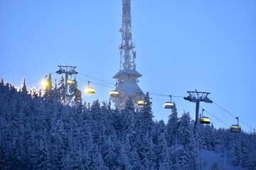 wyciąg narciarski, Szczyrk, góra Skrzyczne, zima, śnieg, mróz,