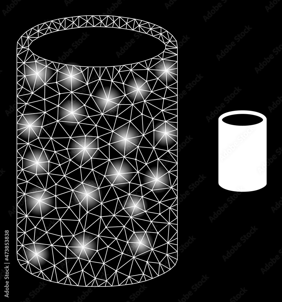 Poster glowing mesh cylinder web icon with glowing spots. illuminated constellation is done from cylinder v