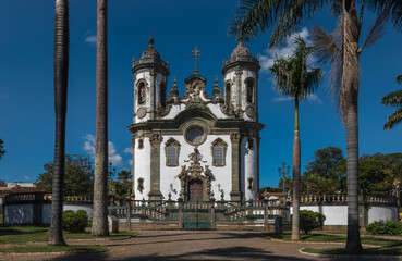 Fototapeta na wymiar Beautiful external view of Igreja Sao Francisco de Assis (Sao Francisco de Assis Church) at Minas Gerais - Sao Joao del Rei, Minas Gerais, Brazil