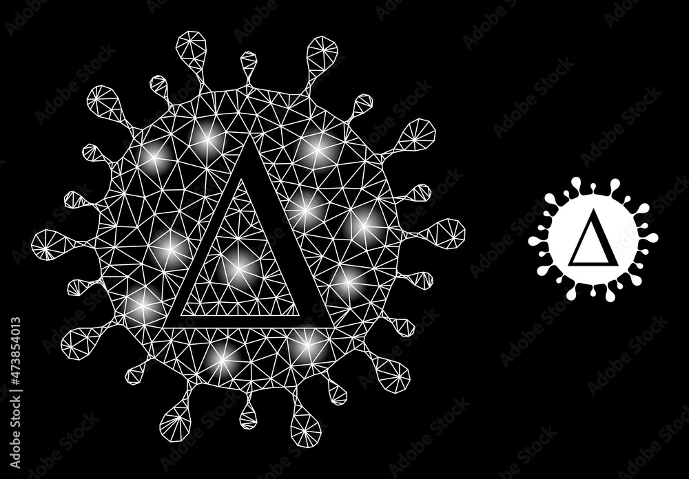 Poster glowing network delta coronavirus web icon with illuminated spots. illuminated constellation created