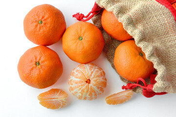 Juicy tangerines isolated on a white background