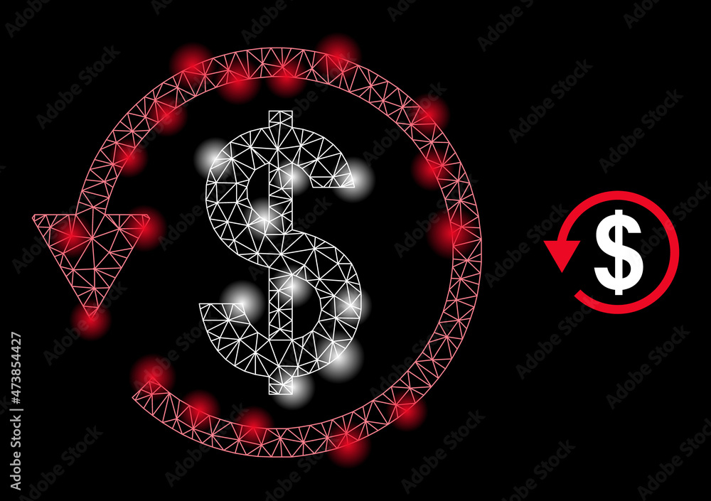 Poster glowing net dollar chargeback web icon with glowing light spots. illuminated constellation is genera