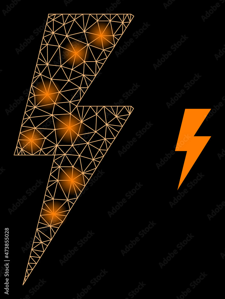 Poster constellation net electric spark web icon with bright spots. illuminated constellation generated fro