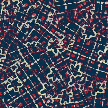 Classic marine blue red yellow seamless texture. Modern retro swim wear fashion allover print. Memphis style masculine grunge abstract background. High quality jpg swatch.