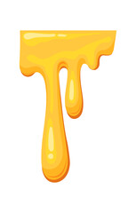 Top honey frame. Melting drip gold liquid, vector illustration