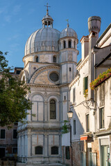 Fototapeta na wymiar Gothic marble church of Santa Maria dei Miracoli in Venice