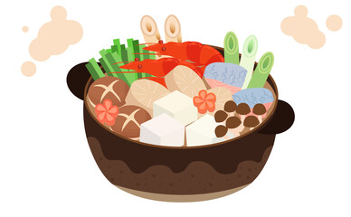 海老の入った鍋イラスト素材