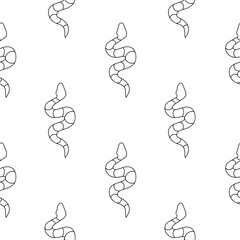 Fototapeta premium Seamless pattern with snake doodles. Contour image Background with black drawings of a reptile animal. Vector linear serpent ornament, print sample