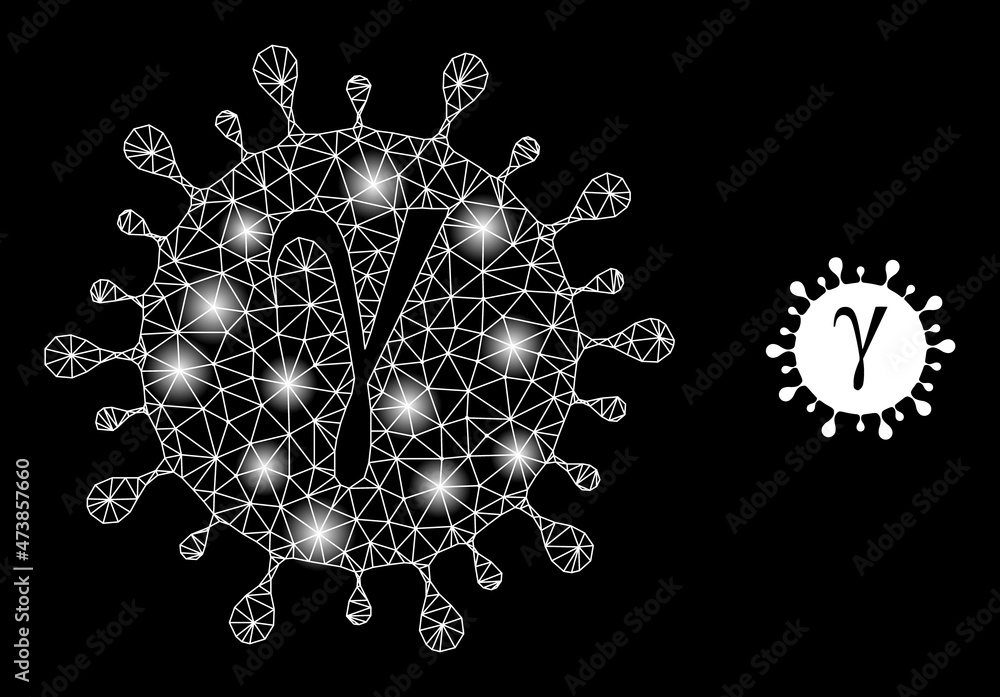 Poster constellation network gamma covid virus web icon with bright spots. illuminated constellation is cre