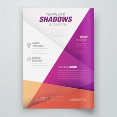 Flyer cover Shadows lines design template violet color