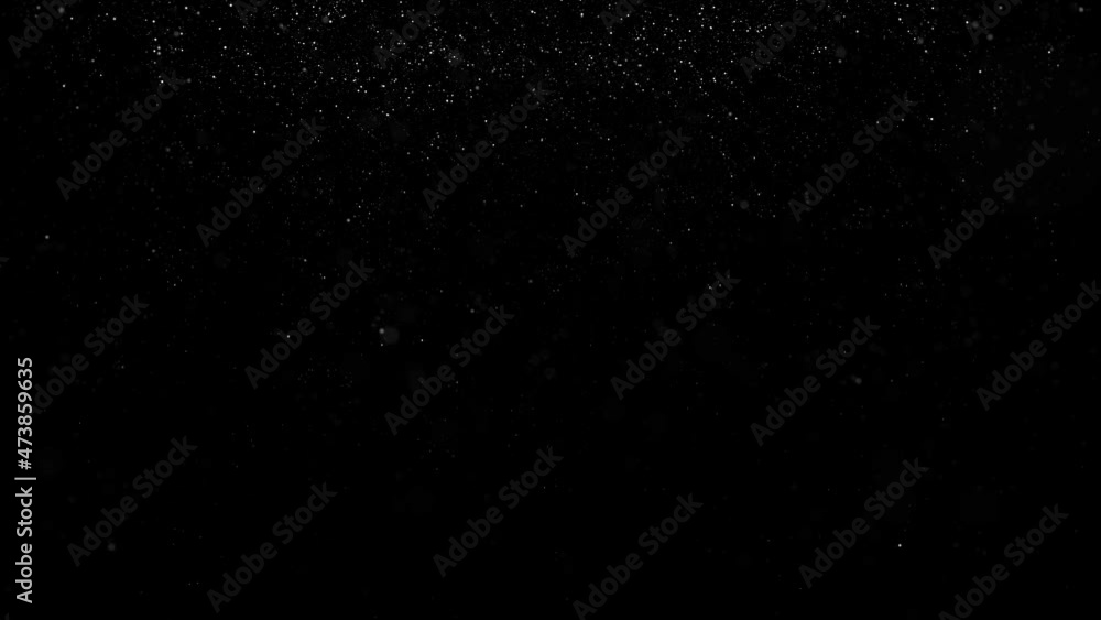 Aufkleber shining glitter particles slowly falling on black copy space background seamless loop animation.