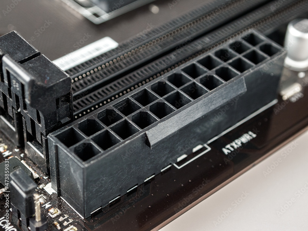 Poster connector for connecting the main power cable to the computer motherboard and the processor power ca