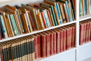 library shelves with books